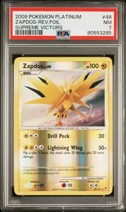2009 POKEMON SUPREME VICTORS ZAPDOS #48 REVERSE HOLO PSA 7 NM #80553285 - Image 1