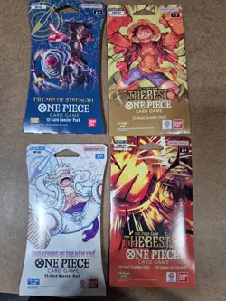 One Piece PRB-01, 02,OP-3,05 Sleeved Booster Packs Factory Sealed LOT OF 4 - Image 1