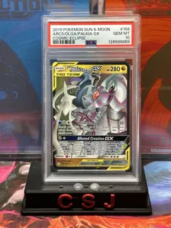 PSA 10 ARCEUS DIALGA PALKIA GX 156 COSMIC ECLIPSE SUN & MOON TAG TEAM POKEMON - Image 1