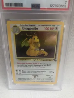 Pokemon 1999 WOTC PSA 7 Fossil Unlimited Dragonite 4/62 Holo Rare Near Mint - Image 2