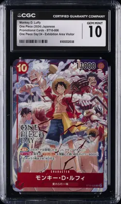2024 ONE PIECE JPN PROMO CARDS #ST010-006 MONKEY D. LUFFY CGC 10 GEM MINT - Image 1