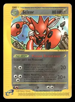 Scizor - 32/147 - Rare - Aquapolis - Pokemon Card - HP - Image 1