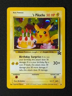 Pokemon Cards _____'s Pikachu 24 Holo Wizards Black Star Promos Promo NM 3 - Image 1