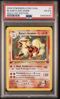 Pokemon PSA 4 VG-EX 2000 Blaine's Arcanine 1st Edition Gym Challenge Holo Card - Image 1