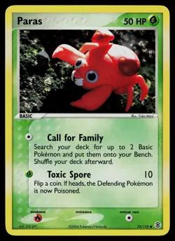 Pokemon Card - Paras FireRed & LeafGreen 72/112 Common Reverse Holo - Image 1