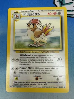 Pidgeotto 22/102 Base Unlimited Non Holo Rare Vintage WOTC Pokemon Card - Image 1