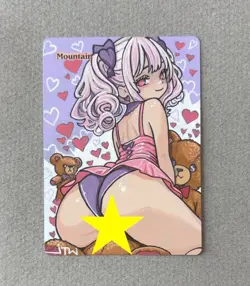 Magic MTG Altered Painted Mountain Valentine's Chibi Anime Girl by white_alters - Image 1