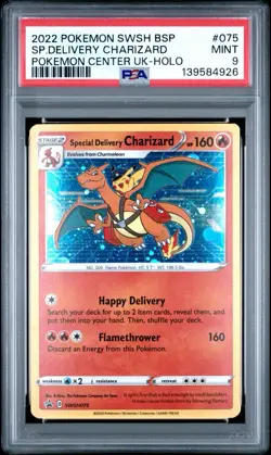 Pokemon Special Delivery Charizard SWSH075 Promo Holo SWSH PSA 9 2022 - Image 1