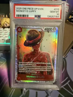 ONE PIECE Monkey D Luffy OP12-015 SR Legacy of the Master ENG PSA GEM MINT 10 - Image 1
