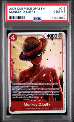 2025 ONE PIECE OP12-LEGACY OF THE MASTER #015 MONKEY D. LUFFY PSA 10 - Image 1