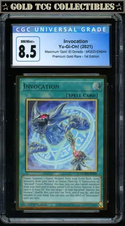 CGC 8.5 ⭐ Yugioh Invocation 1st Edition Secret Rare MGED-EN044 Maximum Gold - Image 1
