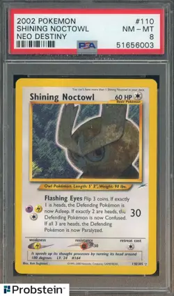 2002 Pokemon Neo Destiny #110 Shining Noctowl PSA 8 NM-MT - Image 1
