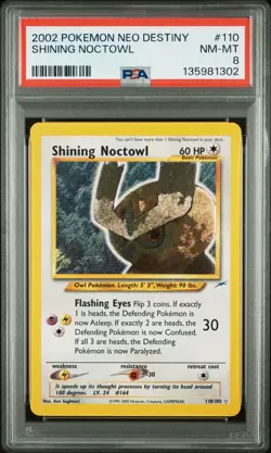 2002 POKEMON NEO DESTINY #110 SHINING NOCTOWL PSA 8 - Image 1
