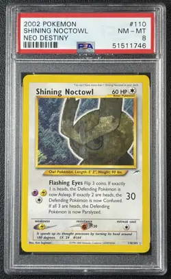 SHINING NOCTOWL PSA 8 2002 POKEMON NEO DESTINY #110/105 HOLO 746 - Image 1