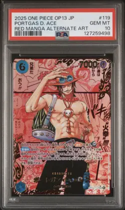 PSA 10 Ace Red OP13-119 Manga Alt Art SEC Carrying on His Will One Piece Card JP - Image 1