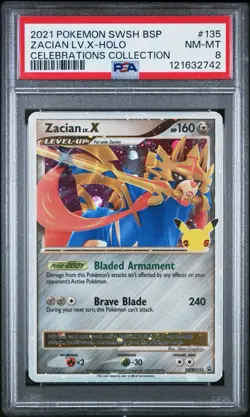 Zacian LV. X SWSH135 PSA 8 NM-MT Holo Promo Celebrations Pokemon Card 🔥🔥 - Image 1