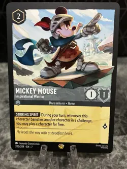 Disney Lorcana TCG Mickey Mouse Inspirational Warrior 200/204 Legendary NM - Image 1