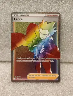 Pokemon Lance 206/195 Silver Tempest Rainbow Secret Rare Full Art Holo NM - Image 1