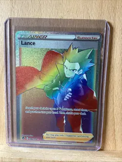 Pokemon Card Lance 206/195 Silver Tempest Holo Secret Rare NM - Image 1