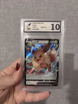 Pokemon Eevee v Crown Zenith Holo Card 108/159 RKT Graded 10 - Image 1