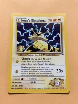 Lt. Surge's Electabuzz Gym Heroes 6/132 Holo Ultra Rare Pokemon TCG Card LP/NM - Image 1