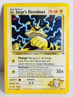 Pokemon TCG Lt. Surge's Electabuzz Gym Heroes Holo Card 6/132 Unlimited Rare - Image 1