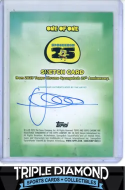 2025 Topps Chrome Spongebob SpongeBob SquarePants Sketch Card #1/1 BNB46 - Image 2