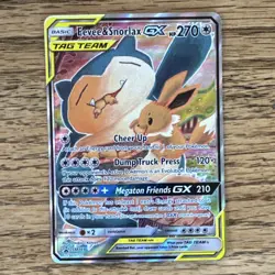 Pokemon Eevee & Snorlax GX TAG TEAM Promo Holo Basic Card SM169 SM 2019 - Image 1