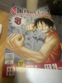 One Piece Monkey D Luffy US College Basketball Promo Card *SEALED* W/poster NYC - Image 3