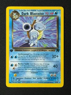 Pokemon Cards Dark Blastoise 20/82 1ST EDITION Team Rocket Rare NM - Image 1