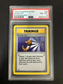 1999 Pokemon Game Scoop Up PSA 8 Trainer Shadowless 78/102 Base Set Mint Card 78 - Image 1