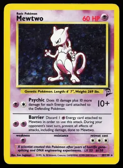 Mewtwo 10/130 Holo Rare Base Set 2 Pokemon Card - Image 1