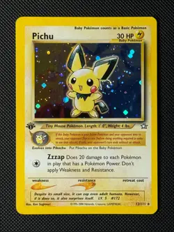 Pokemon Cards Pichu 12/111 1ST EDITION Neo Genesis Holo Rare NM - Image 1