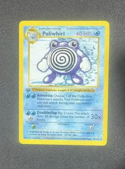 Pokemon Card TCG Poliwhirl 38/102 1st Edition Shadowless Base Set LP - Image 1
