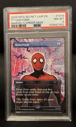 2025 MTG SECRET LAIR EN BRAINSTORM MARVEL's SPIDER-MAN PSA 8 (7019) - Image 3