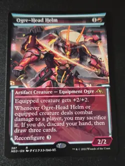 MTG Ogre-Head Helm (Showcase) 387 Kamigawa: Neon Dynasty M/NM Free UK P&P - Image 1