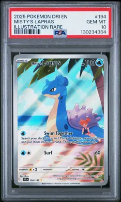 2025 POKEMON DRI EN-DESTINED RIVALS ILLUSTRATION RARE #194 MISTY'S LAPRAS PSA 10 - Image 1