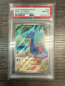 2025 POKEMON DRI EN-DESTINED RIVALS ILLUSTRATION RARE #194 MISTY'S LAPRAS PSA 10 - Image 1