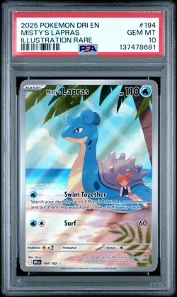 2025 POKEMON DRI EN-DESTINED RIVALS ILLUSTRATION RARE #194 MISTY'S LAPRAS PSA 10 - Image 1