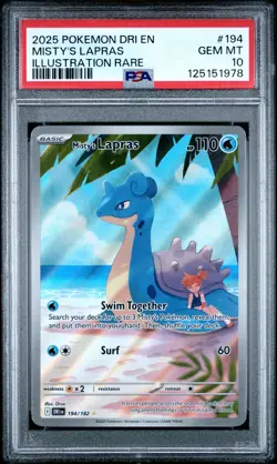 2025 POKEMON DRI EN-DESTINED RIVALS ILLUSTRATION RARE #194 MISTY'S LAPRAS PSA 10 - Image 1