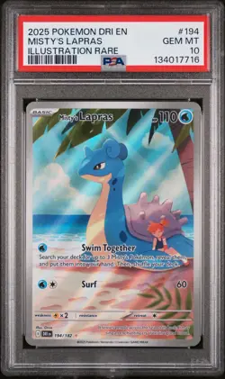 2025 POKEMON DRI EN-DESTINED RIVALS ILLUSTRATION RARE #194 MISTY'S LAPRAS PSA 10 - Image 1