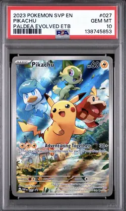 Pokemon 2023 SVP EN-SV Black Star Promo Pikachu #027 Paldea Evolved, PSA 10 - Image 1