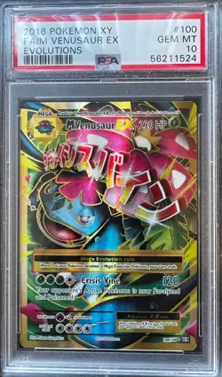 2016 POKEMON XY EVOLUTIONS #100 FULL ART/M VENUSAUR EX PSA 10 - Image 1
