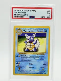 Wartortle, Shadowless Base Set, 42/102, Pokemon, WOTC 1999, (PSA 7) - Image 1