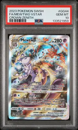 2023 POKEMON SWORD & SHIELD CROWN ZENITH #GG44 FULL ART/MEWTWO VSTAR PSA 10 - Image 1