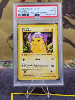 Pikachu #58 1999 Pokemon 1st Edition Base Set Shadowless (Yellow Cheeks) - PSA 6 - Image 1