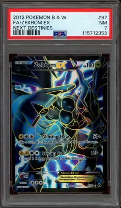 Pokemon PSA 7 Zekrom EX 97/99 Black & White Next Destinies Full Art Near Mint - Image 1