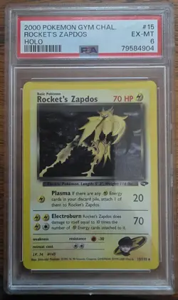 Pokemon 2000 Gym Challenge Rockets Zapdos Holo #15 Unlimited PSA EX-MT 6 - Image 1