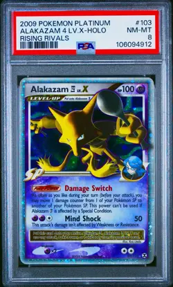 Alakazam Lv.X 103/111 Rising Rivals Holo Pokemon 2009 VERY CLEAN PSA 8 - Image 1