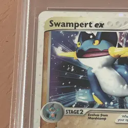 2004 POKEMON EX TEAM MAGMA VS TEAM AQUA #95 SWAMPERT EX-HOLO PSA 7 - Image 5